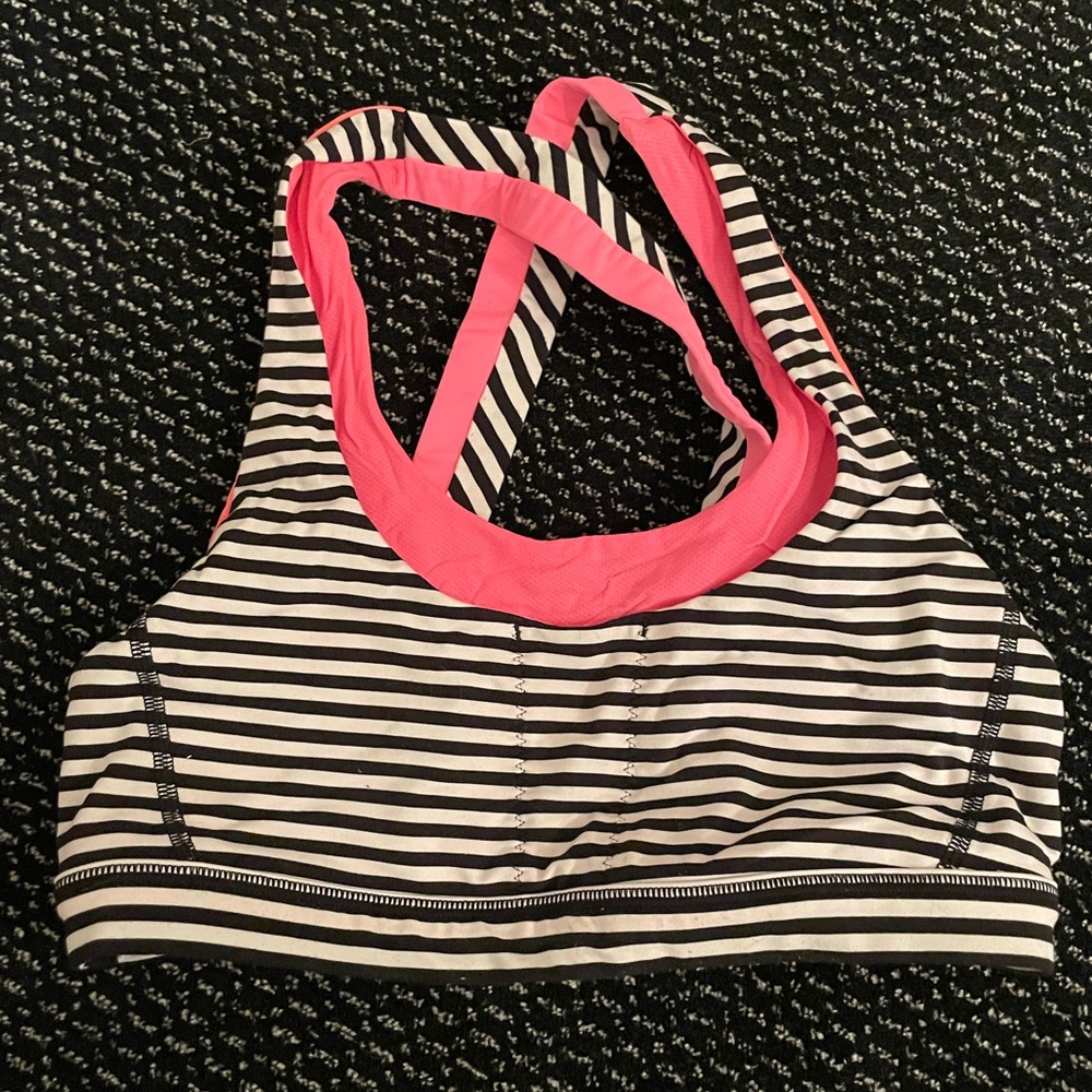 Lululemon racerback crossed striped sports bra